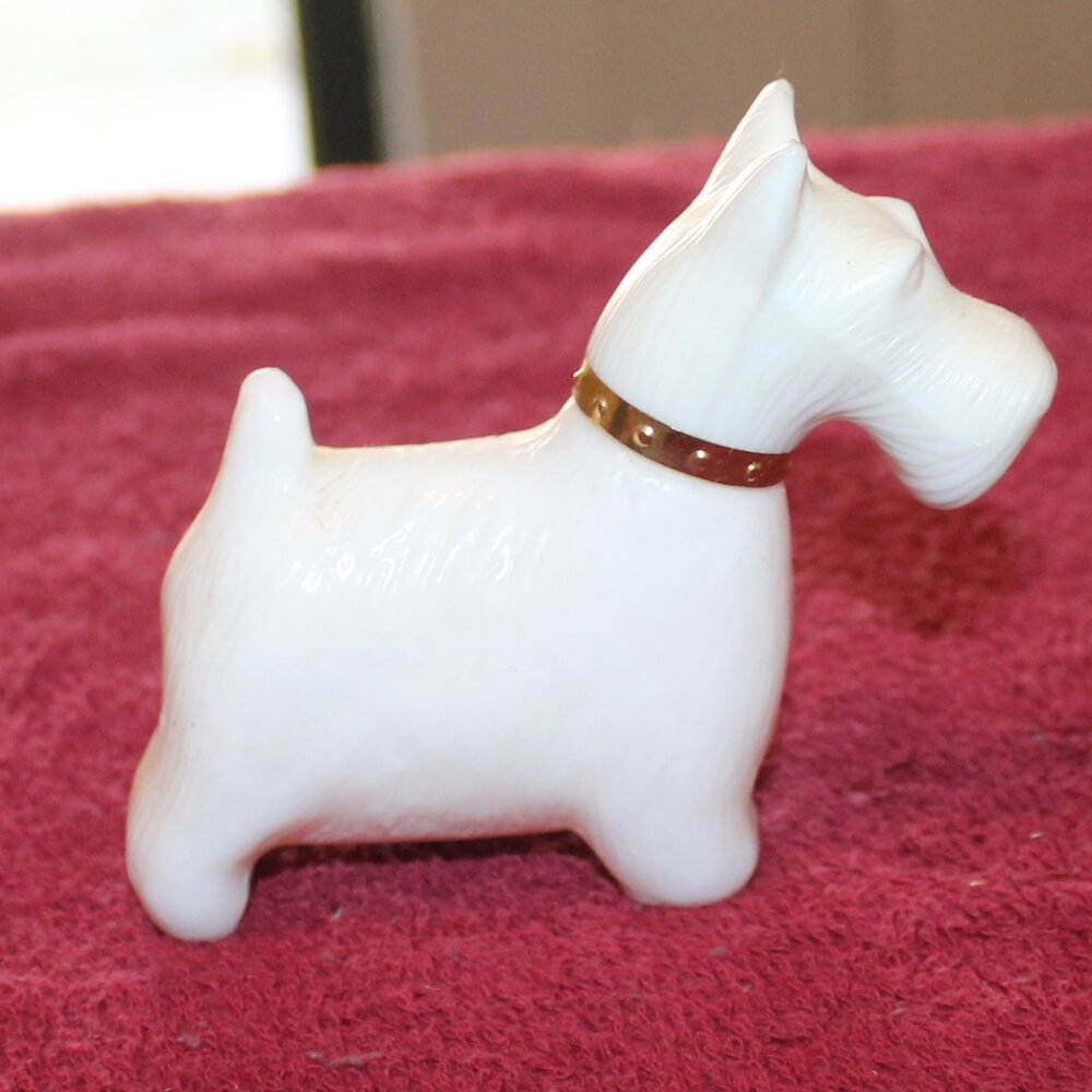 Vintage Avon Scotty Dog Milk Glass Bottle